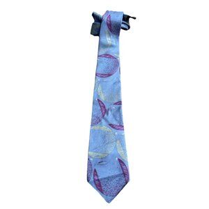 Vintage Wembley Men's Neck Tie Blue Multicolor Round Stripped Pure Silk Tie